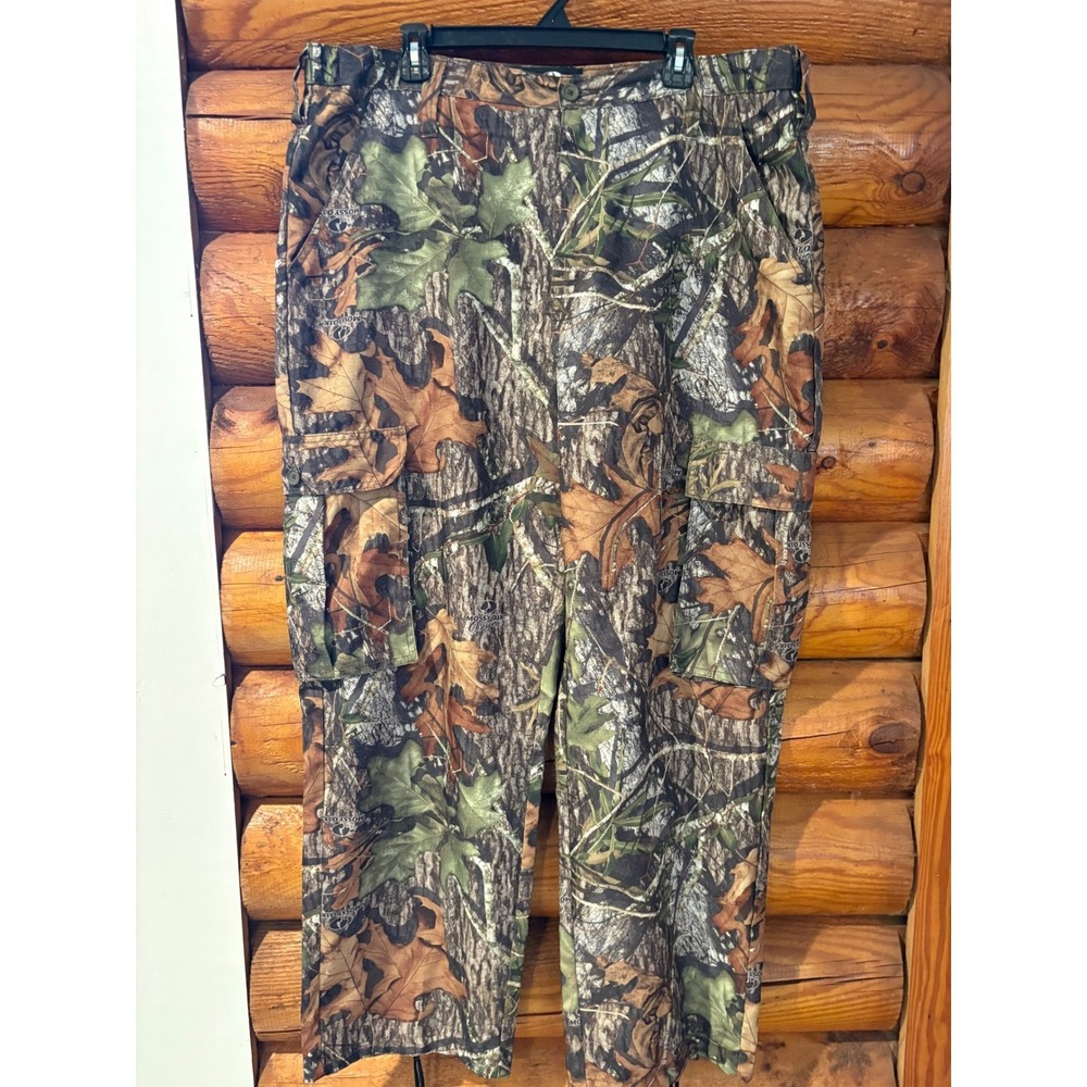 Mossy Oak Obsession Camo Cargo Hunting Pants Mens 42x31 Tree Bark Leaf Pattern